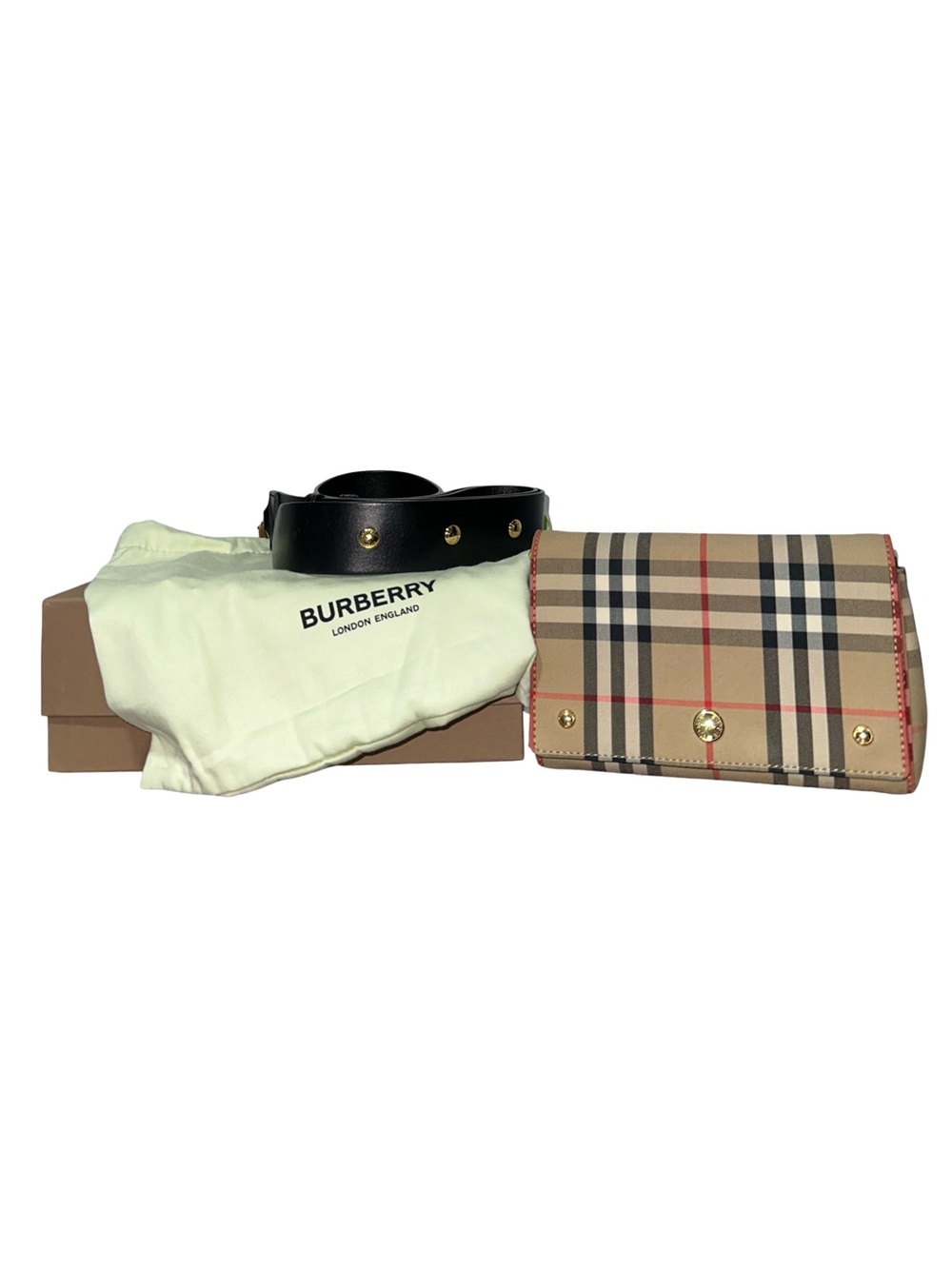Pre-Loved Burberry Hampshire Check Leather Crossbody Bag —Authentic